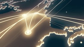 Flight paths extending from the North American continent. Orbit shot. 16-bit color depth. 4K UHD. - Powered by Shutterstock - Get 15% off with code: PIKWIZARD15