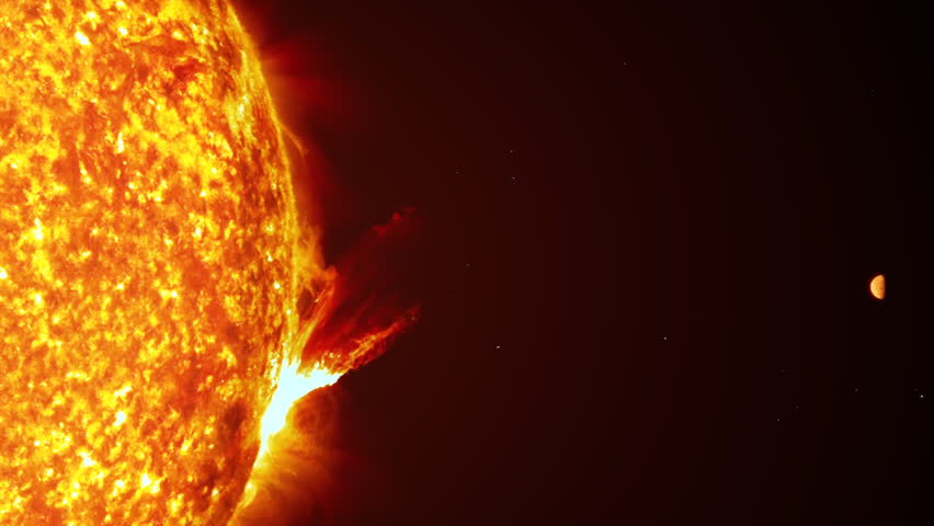 Sun Dwarfing Planet Mercury - Slow Panning Shot Royalty-Free Stock Footage #33874807