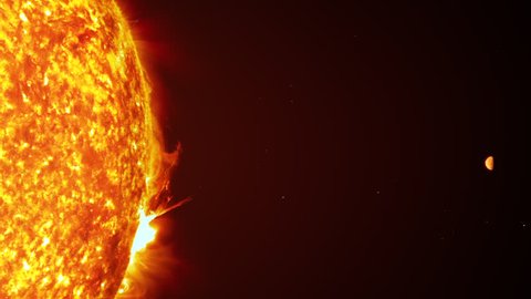 Sun Dwarfing Planet Mercury - Slow Panning Shot