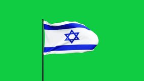 israel flag waving on green screen background. 4K High Detail 3D Rendered animation footage for national or government celebration, patriotism and social media content.