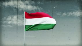 hungary flag waving on sky background. 4K Highly Detail 3D Rendered video footage for national or government activity, patriotism and social media content.