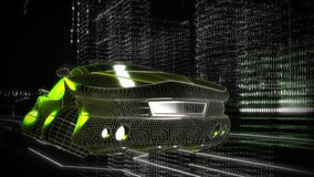 Future computer program visualising the green vehicle passing the digital world. Future computer program projecting a supercar. Future computer program creating a virtual car in cyber reality. - Powered by Shutterstock - Get 15% off with code: PIKWIZARD15