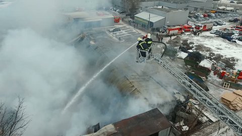 Firefighters Work Top View