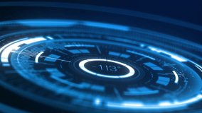 Blue HUD circle hologram countdown. Abstract futuristic animation. - Powered by Shutterstock - Get 15% off with code: PIKWIZARD15