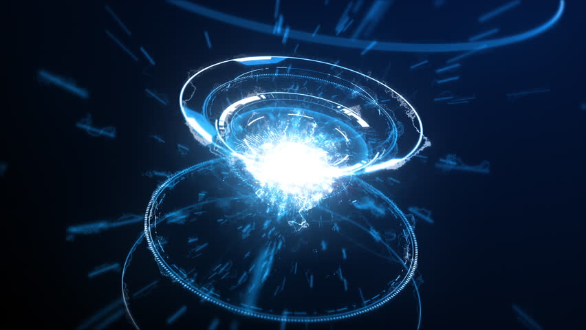 HUD circle Energy explosion. Bright Flash. Scientific Concept.