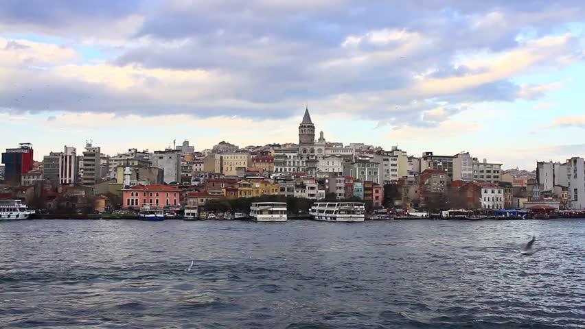 Goldenhorn in front of Galata Tower, Istanbul, Turkey

