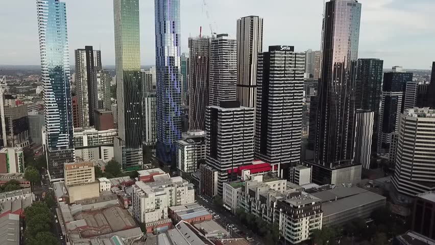 City buildings in Melbourne, Australia (aerial view) 