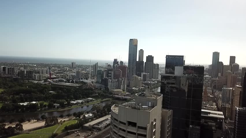 City buildings in Melbourne, Australia (aerial view) 