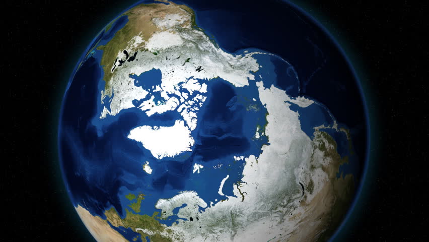 A time lapse simulation of snow coverage over time in and around the Arctic