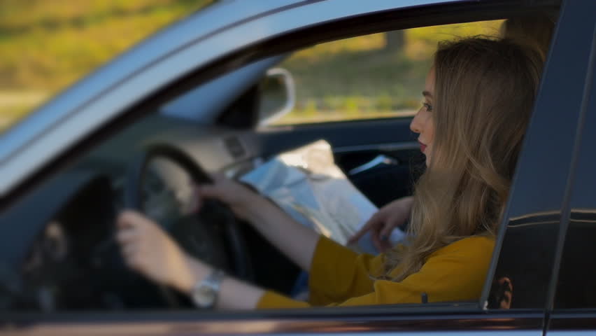 beautiful young girls are coming by car