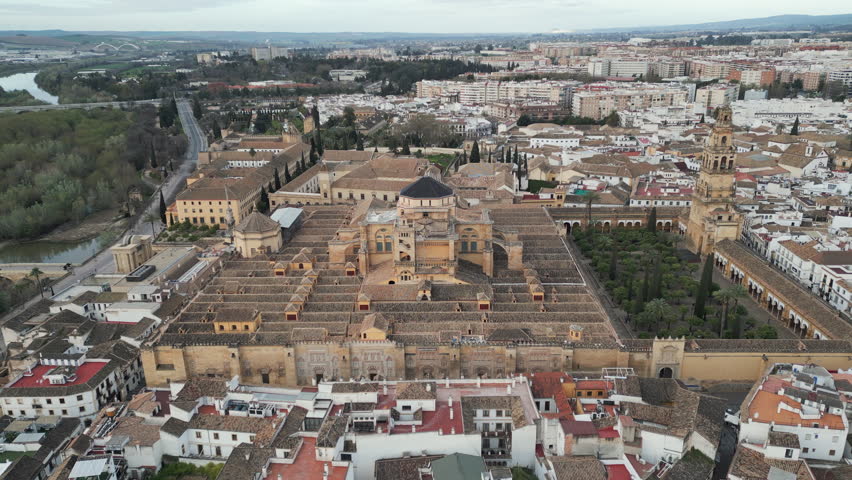 Picturesque aerial perspective of the old town Cordoba in the province of Andalusia, south Spain