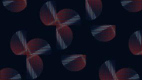 Dark blue and red geometric linear pattern motion background. Seamless loop animation. 4K footage
