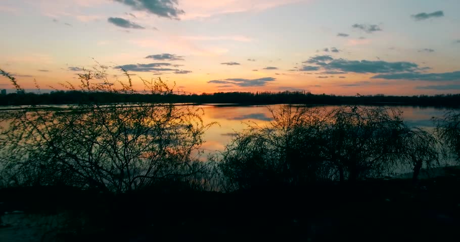 Golden Hour Sunset Sky. Early Light On River. Summer Sun Tranquil Pond. Beach Leisure Morning. Evening River Riverside Twilight. Coastal Idyllic Seafront. Pond Coast Morning Orange Sky. Water Evening