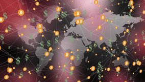 Bitcoin, dollar and map navigating world of digital money and cryptocurrency investment fund. Financial technology, world map, and crypto trading services for future contracts and money growth - Powered by Shutterstock - Get 15% off with code: PIKWIZARD15