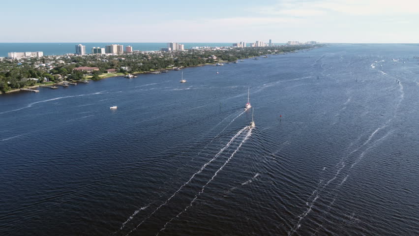 Drone shot of Daytona beach Florida in winter 