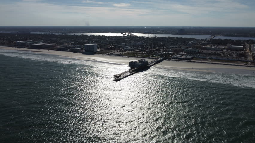 Drone shot of Daytona beach Florida in winter 