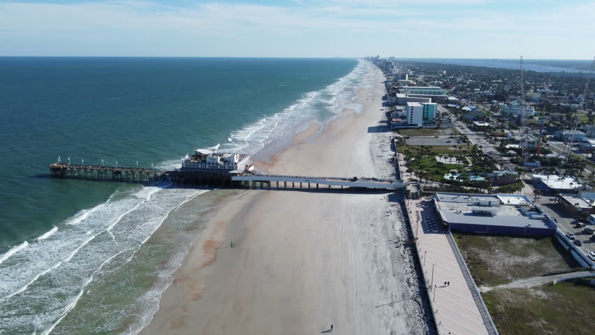 Drone shot of Daytona beach Florida in winter 