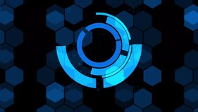 Blue circle and code numbers with beautiful Animation, Futuristic technological abstract motion background, floating circuits, charts, digits, other technological elements, 4K Video Footage