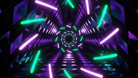 Purple and Turquoise Bright Triangular with Spiral Background VJ Loop in 4K