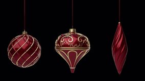 Set a red Christmas ball isolated on a alpha. Collection of different Christmas ball templates. New Year toy decoration - Alpha channel - Powered by Shutterstock - Get 15% off with code: PIKWIZARD15