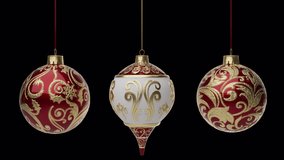 Set a red Christmas ball isolated on a transparent background. Collection of different Christmas ball templates. New Year toy decoration - Alpha channel - Powered by Shutterstock - Get 15% off with code: PIKWIZARD15