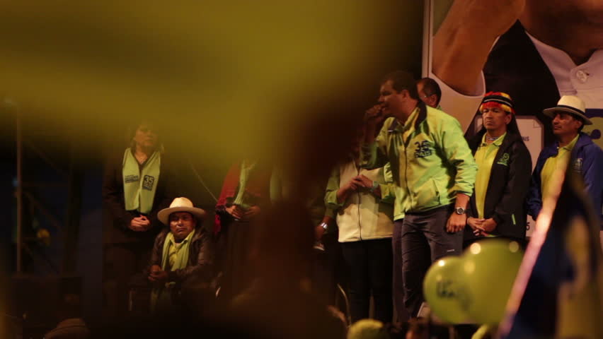 BANOS DE AGUA SANTA, ECUADOR - JANUARY 21: Rafael Correa, president of Ecuador,
