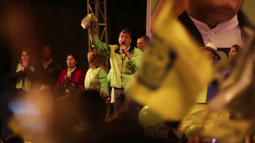BANOS DE AGUA SANTA, ECUADOR - JANUARY 21: President of Ecuador Rafael Correa