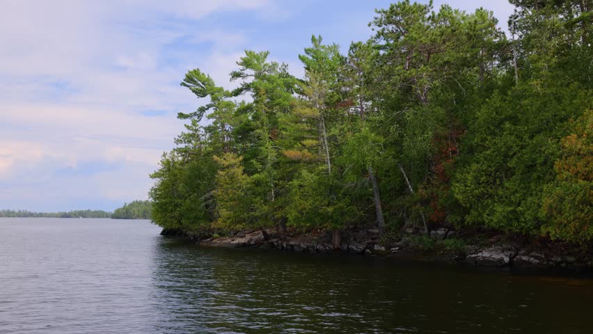 The beautiful Rainy Lake and forests of Voyageurs National Park in northern Minnesota along the border of Canada.