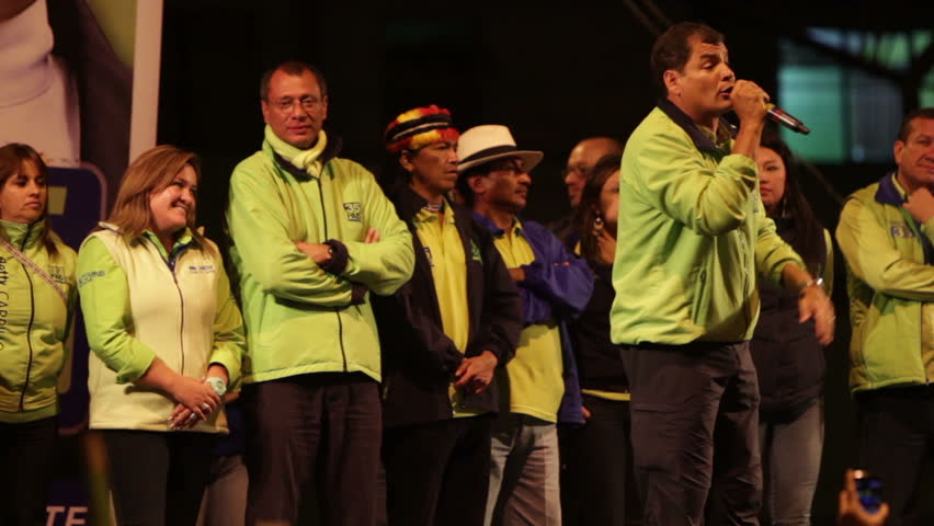 BANOS DE AGUA SANTA, ECUADOR - JANUARY 21: Ecuadorian President Rafael Correa