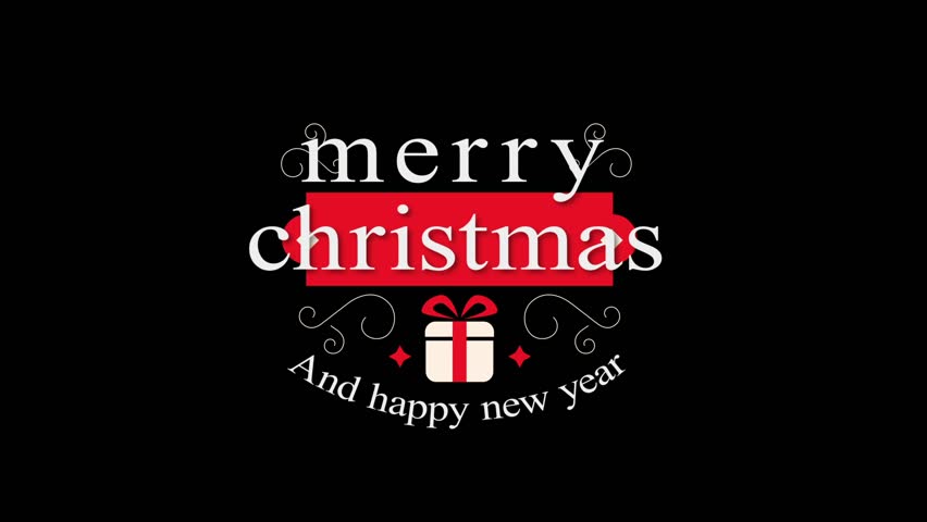 Marry Christmas and Happpy New Year Wish Text Animation Isolated with alpha channel