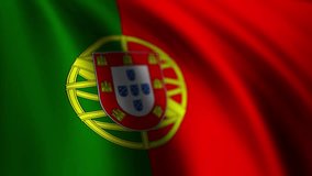 Looping waving flag of Portugal in stunning detail. Portuguese people national flag video background. 4K resolution 3840x2160, 60fps