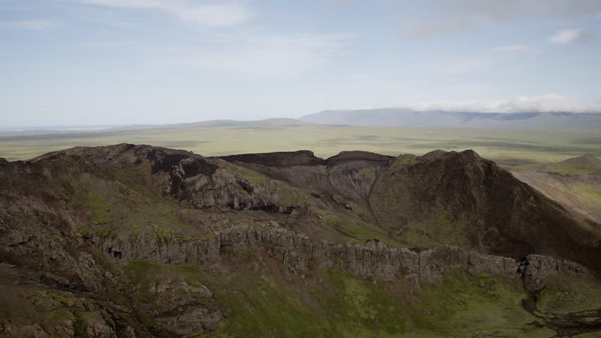 Nesjavellir landscape aerials in Iceland tracking left to right