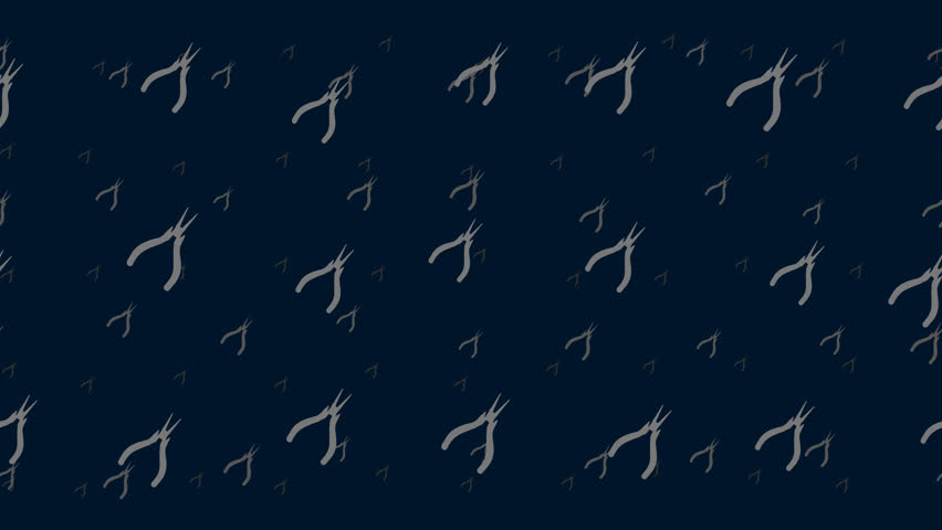 Round pliers symbols float horizontally from left to right. Parallax fly effect. Floating symbols are located randomly. Seamless looped 4k animation on dark blue background Royalty-Free Stock Footage #3391311641