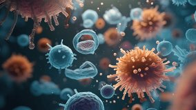 Microbiome intestine factories microbiota. Gut health. Many microbes under a microscope close up. Realistic molecular cells and bacterium colony. Macro medicine microbes. Bacterial immune. Dirty hand. - Powered by Shutterstock - Get 15% off with code: PIKWIZARD15