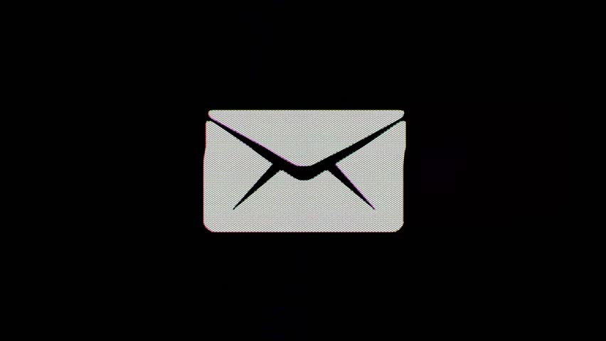 A mail or letter icon glitches in, wavers for a few seconds, and then glitches out. Alpha channel Premultiplied - Matted over black | Shutterstock HD Video #3391467819