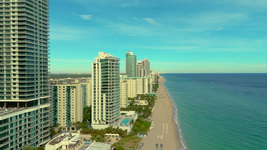 HALLANDALE BEACH, FLORIDA, 4K AERIAL FOOTAGE