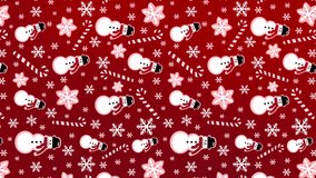 Vertical Happy New Year 2023 and Christmas Pattern Design Creative Decorations Animated Motion Snowman, snowflakes and candy canes texture on red Wallpaper Banner Poster Layout card template design - Powered by Shutterstock - Get 15% off with code: PIKWIZARD15