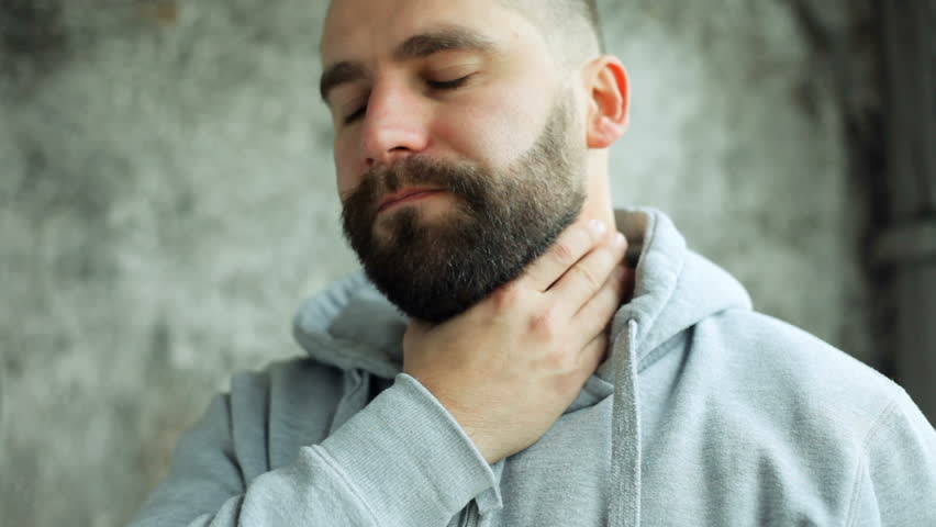 Health, people, emotions, 4K and lifestyle concept - Man coughing really hard feeling without air, Handsome man with beard coughing a lot | Shutterstock HD Video #33915448