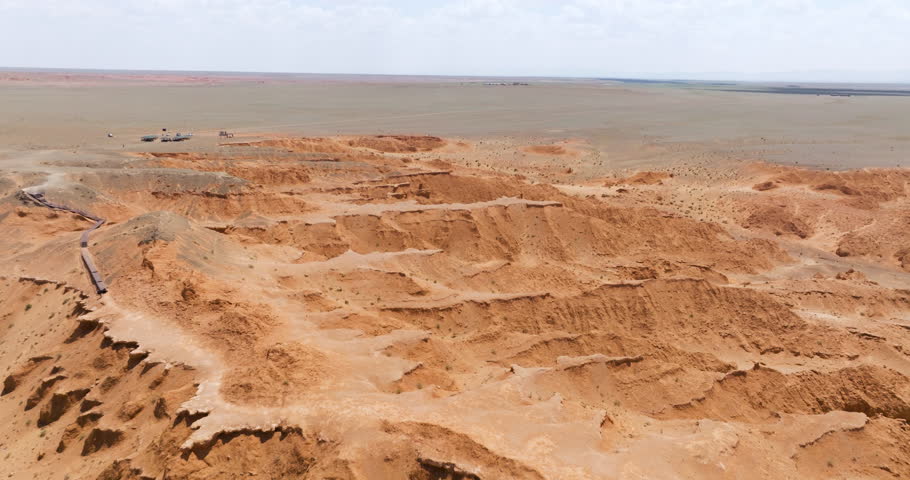 Bayanzag Flaming Cliffs In Mongolia At Daytime - Aerial Drone Shot