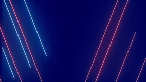 Video animation neon light on blue background
