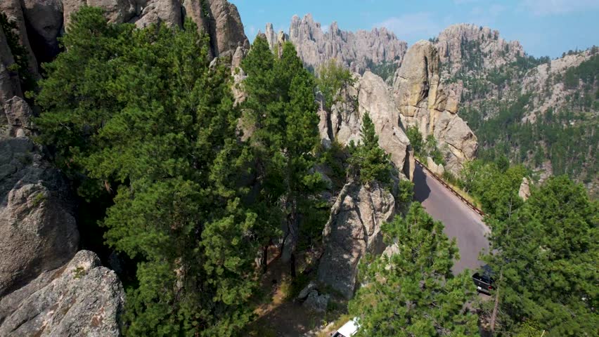 Aerial View of Needles highway in Custer State Park Black Hills South Dakota USA
