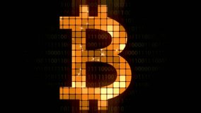 bitcoin Abstract computer background. The universe and space design innovation Bitcoin BTC cryptocurrency logo reveals on white background,