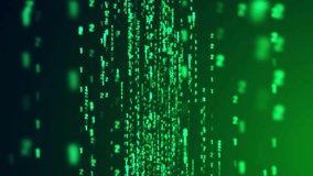 Digital background, binary code black and green background with digits moving on screen, Concept of digital age. Algorithm binary, data code,