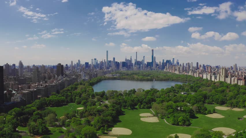 Beautiful aerial view of the Central Park in New York, USA. Royalty-Free Stock Footage #3391705621