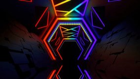 Rainbow Futuristic Sci-Fi Corridor Background VJ Loop in 4K