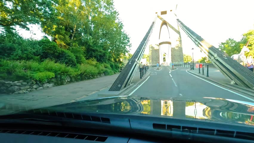 timelapse crossing of Clifton Suspension bridge designed by Isambard Brunel in 1864 near Bristol, England, UK
