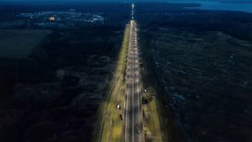 Night Highway. A nighttime country road illuminated by modern LED streetlights. - Powered by Shutterstock - Get 15% off with code: PIKWIZARD15