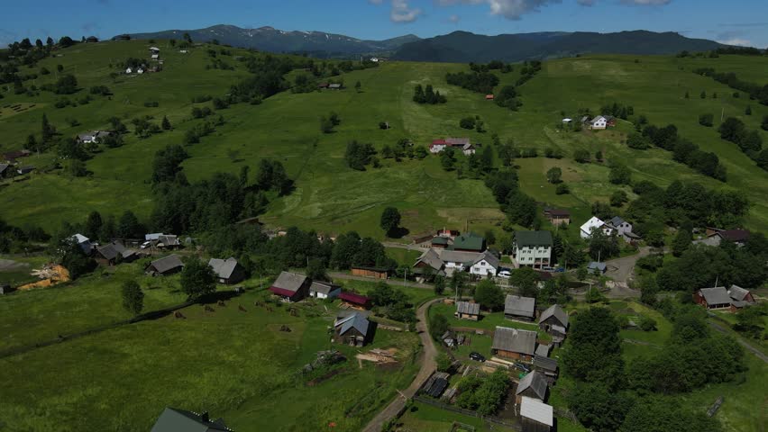 Carpathian Escape: Aerial Exploration of Ukraine's Mountainous Beauty Royalty-Free Stock Footage #3391911241