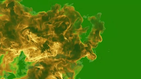 Fire Explosion Transition on Green Screen Background - Burning Fire Stockvideó