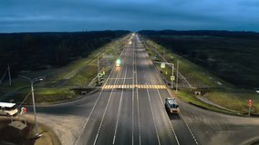 Nighttime crosswalk over the freeway. Tranquil Highway Passage Through Autumnal Woodlands - Powered by Shutterstock - Get 15% off with code: PIKWIZARD15